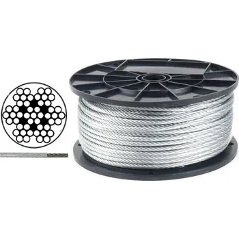 Lano Pozinkované lanko potažené PVC 6x7-WSC (7x7) na cívce PVC barva: Transparentní, Návin: 1,2 / 1,6 mm - 200 m