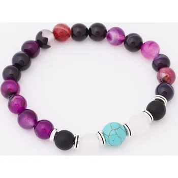 Souprava šperků Náramek fialový achát a tyrkys