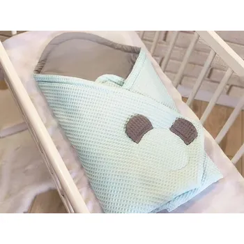 Zavinovačka Baby Nellys Luxusní zavinovačka vaflová Medvídek - 75 x 75cm - máta