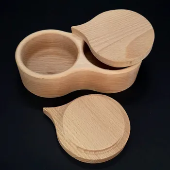 AMADEA Dřevěná slánka dvojitá, masivní dřevo, 17x9x4,5 cm