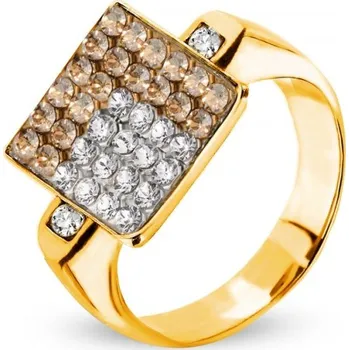 Prsten Prsten zlatý se Swarovski Elements Kingdom PGFM6GSC Golden Shadow 56