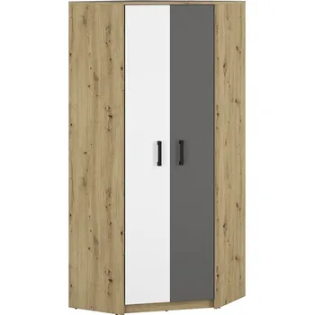 Šatní skříň Skříň rohová dub artisan/bílá alpská/antracit FINI 13