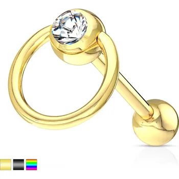 Piercing Piercingate Piercing do jazyka PCI00339 - Barva/Motiv: Černá/Čirá, Délka tyčky: 16 mm, Kuličky: 5/6 mm, Průměr tyčky: 1,6 mm