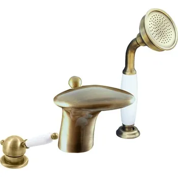 Vodovodní baterie RAV SLEZÁK LABE Baterie vanová stojánková, s 2m hadicí a sprchou-stará mosaz L571.5SSM