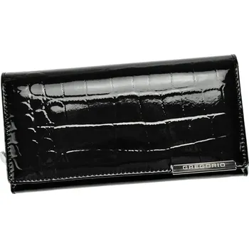 Peněženka Lesklá černá kožená peněženka Gregorio BC-106
