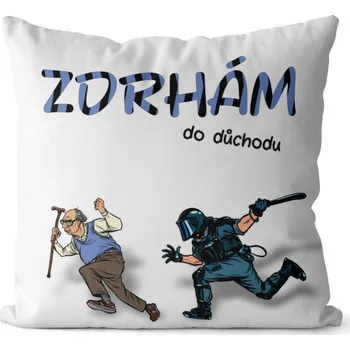 Dekorativní polštářek Polštář Zdrhám do důchodu – pro muže (Velikost: 40 x 40 cm)