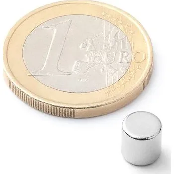 Dekorativní magnet Neodymový magnet kotouč Ø&nbsp;6&nbsp;mm, v.&nbsp;6&nbsp;mm, síla 1,3&nbsp;kg