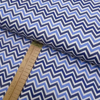 Bavlněné plátno - Chevron modrá, bílá - šíře 150cm
