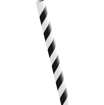 Jednorázové nádobí Brčko papírové EKO JUMBO rovné bílo-černé pruhované 270x6 mm/200 ks
