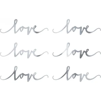 Party dekorace Nápis Love papírový stříbrný 6x20 cm, 6 ks