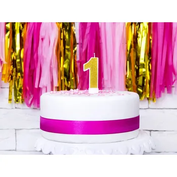 Svíčka Jednička zlatá dortová svíčka SCU3-1-019B - Partydeco