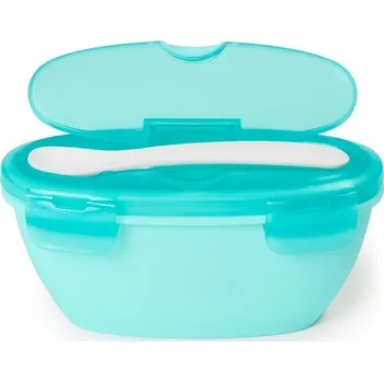 Skip Hop SKIP HOP Miska se lžičkou v ochranném pouzdře Easy Serve Teal 240 ml, 3m+