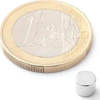 Dekorativní magnet Neodymový magnet kotouč Ø 5 mm, v. 4 mm, síla 750 g