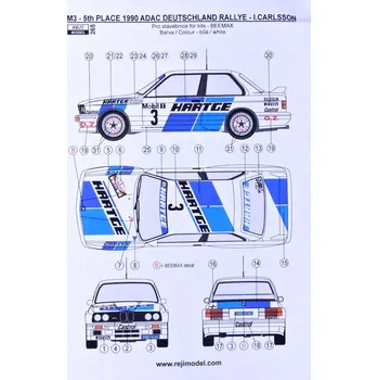 Plastikový model Reji model 1/24 BMW M3 - 1990 ADAC Deutschland (decal)