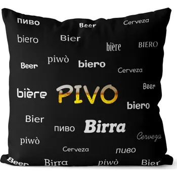 Dekorativní polštářek Polštář Pivo – jazyky (Velikost: 40 x 40 cm)