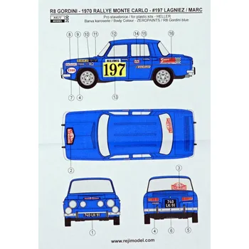 Plastikový model Reji model 1/24 R8 Gordini 1970 Rallye Monte Carlo (No.197)