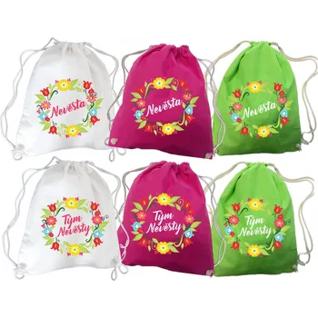 Svatební dekorace Batohy - Nevěsta / Tým nevěsty věneček barevný, Barva látky magenta, Variant pro Tým Nevěsty