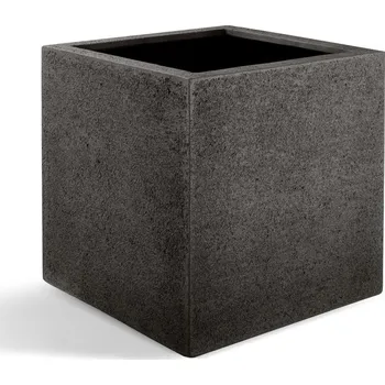 Květináč D-lite Cube S hrubý tmavě šedý 30x30x30cm - Do interiéru a exteriéru