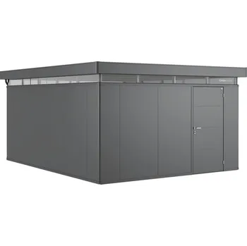 Zahradní domek Plechový zahradní domek Biohort CasaNova 4x5 pravé dveře 404 x 504 cm tmavě šedý metalický