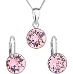 Sada šperků s krystaly Swarovski náušnice, řetízek a přívěsek růžové kulaté 39140.3