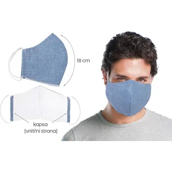 rouška Rouška s kapsou délka oblouku 18cm uni modrá