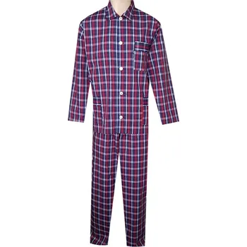 Pánské pyžamo Pánské Pyžamo Popelín FOLTÝN PI24 modročervená kostka Velikost: 4XL, Materiál: Košilovina-popelín