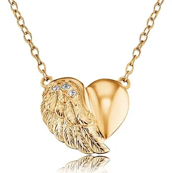 Náhrdelník Náhrdelník ENGELSRUFER Srdce s křídlem zlacený se zirkony ERN-LILHEARTWING-G