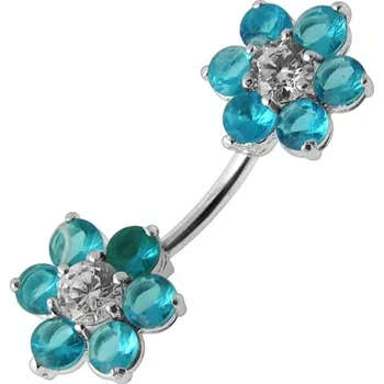 Piercing Šperky4U Stříbrný piercing do pupíku - kytičky - BP01108-Q