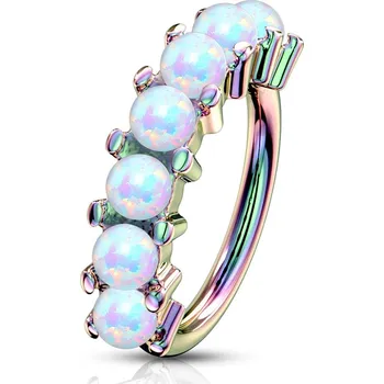 Piercing Šperky4U Zlacený piercing kruh s opály, 1,0 x 10 mm - K01049-W