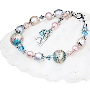 Náramek Lampglas Něžný náramek Sweet Childhood s perlami Lampglas s ryzím stříbrem