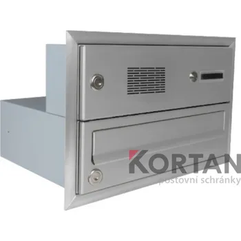 Poštovní schránka 1x poštovní schránka B-017 k zazdění do sloupku s 1x zvonkem a HM ABB + orámování L profilem - NEREZ