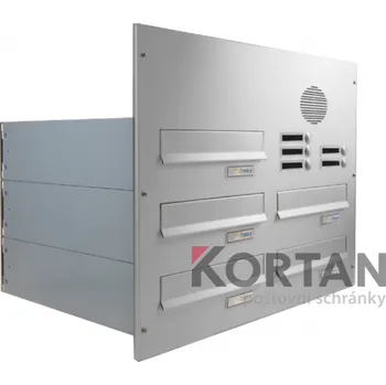 Poštovní schránka 5x poštovní schránka B-042 rovná k zazdění do sloupku + čelní deska s 5x zvonkem a HM URMET - NEREZ