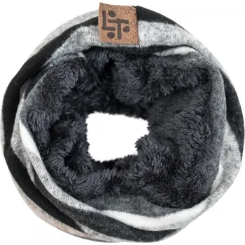 Nákrčník šedo-černý svetrovinový nákrčník podšitý chlupem