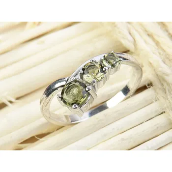 Prsten Vltavín prsten 3,4 a 5mm standard Ag 925/1000 + Rh