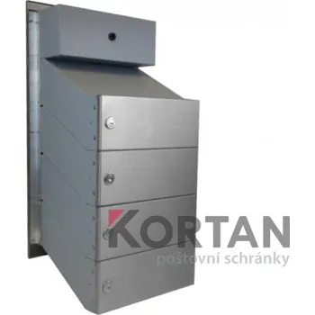 Poštovní schránka 4x poštovní schránka D-041 k zazdění do sloupku + čelní deska s 4x zvonkem a HM ABB - NEREZ / šedá