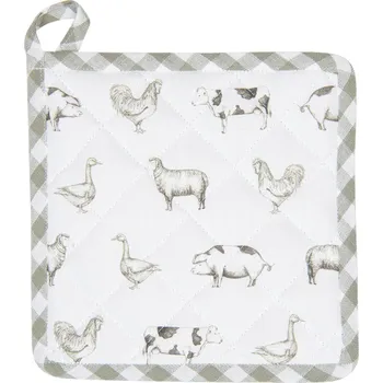 Chňapka Bavlněná podložka pod hrnec Country Life Animals bílo-zelená - 20*20 cm