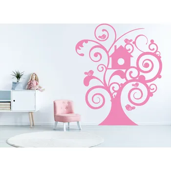 Samolepící dekorace Budka na stromě samolepka na zeď 64 x 75 cm