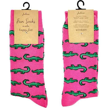 Dámské ponožky Veselé růžové ponožky s krokodýly - 39-41