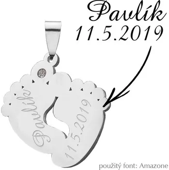 Přívěsek Ocelový přívěsek stopy s kamínkem