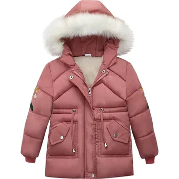 Dívčí zimní bunda s kytičkou Barva: Růžová, Velikost: 6T