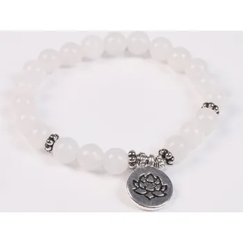 Souprava šperků Náramek Lotosový květ bílý nefrit