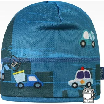Čepice DRÁČE funkční čepice Cyril 43 modrá s auty policií hasiči velikost čepic: 48-50cm (1-2 roky, RDX vel.3)