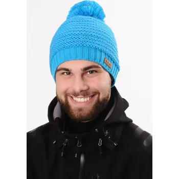 Čepice R-JET Modrá pánská zimní pletená čepice s bambulí