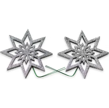 Vánoční dekorace Hvězda pvc/drátek 2ks/8cm stříbrná (786286)