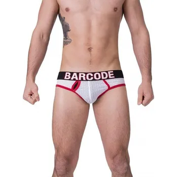Pánské erotické prádlo Jocksy Barcode Berlin Mesh Backless Sixty 7 bílo-červeno-černé XL, pánské jocksy