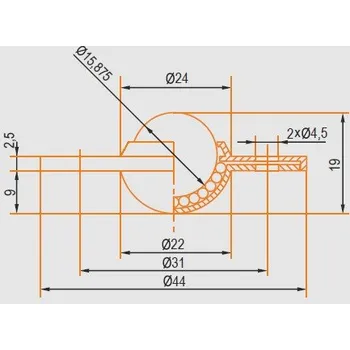 Pojezdové kolečko Přírubová jednotka 16mm - 20kg