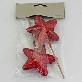 Vánoční dekorace Hvězda zápich 2ks/7cm červená (F230-G10-1706/3)