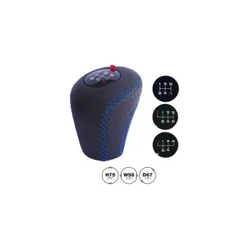 Simoni Racing madlo řadicí páky Slick - černá kůže + modré prošívání + 3 kulisy řazení