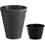 PROSPERPLAST Květináč SAND + vklad antracit 29,5 cm