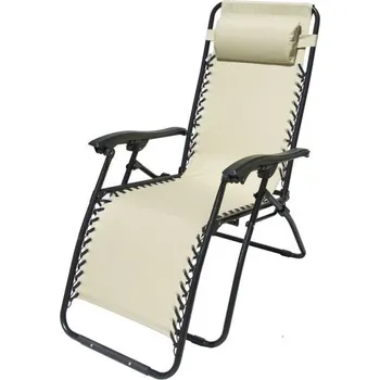 Zahradní polohovací křeslo / lehátko 2v1, kov / umělá textilie, béžové